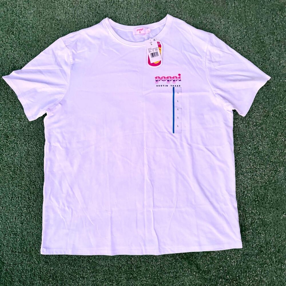 Poppi T Shirt The Ultimate Soda Serve Shirt Graphic White Tee New With Tags
